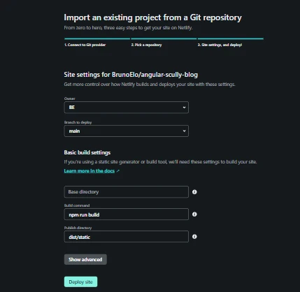 deploy site